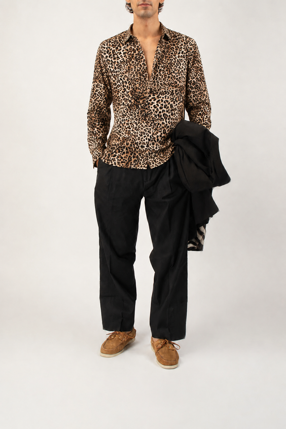  Caftano Leopard Pelinga Uomo Beige - 3