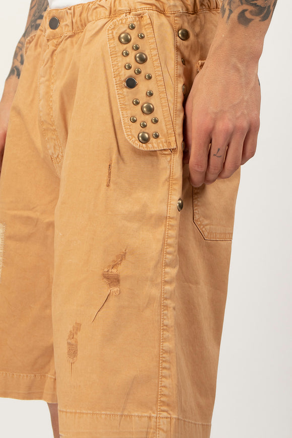  Bermuda Parachute Borchiato Broken Laundry Uomo Beige - 6