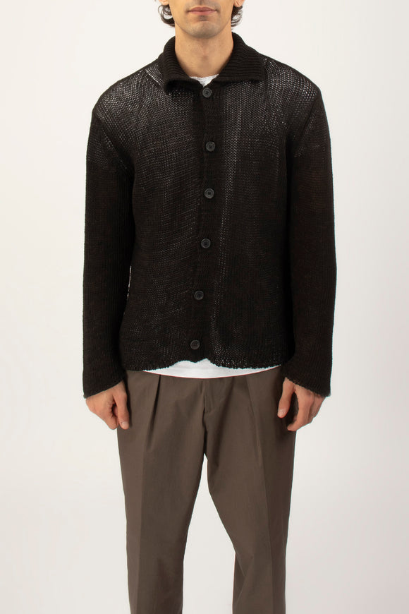  Cardigan Polo Intrecciato Fabrizio Del Carlo Uomo Marrone - 2
