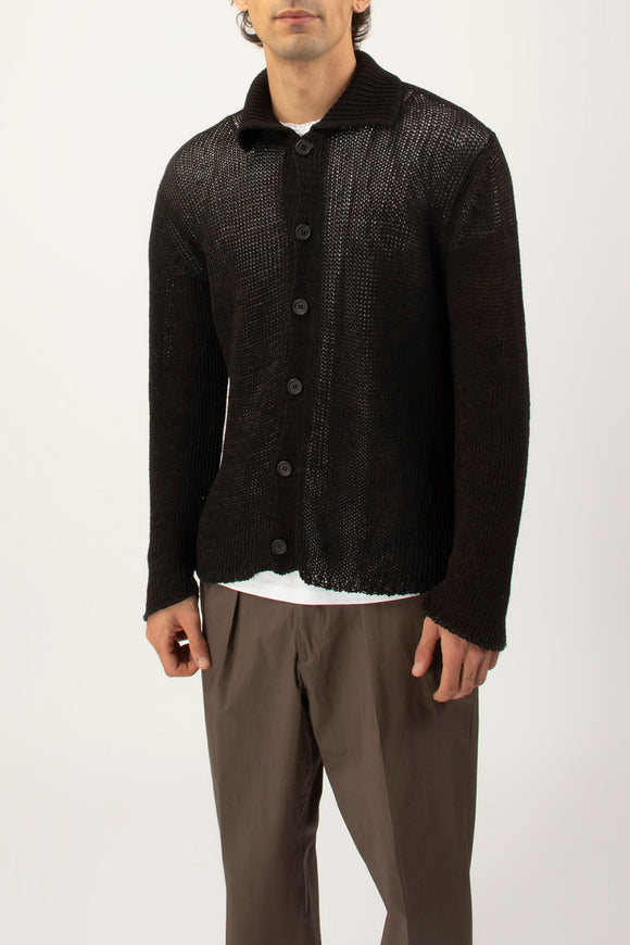  Cardigan Polo Intrecciato Fabrizio Del Carlo Uomo Marrone - 4