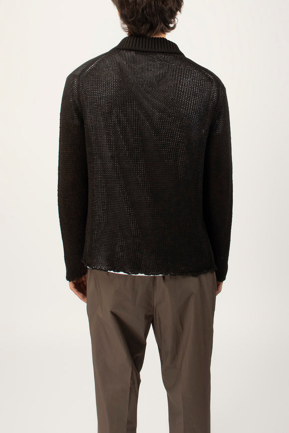  Cardigan Polo Intrecciato Fabrizio Del Carlo Uomo Marrone - 5