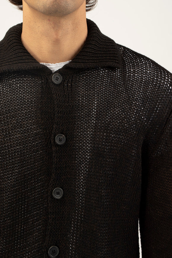  Cardigan Polo Intrecciato Fabrizio Del Carlo Uomo Marrone - 6