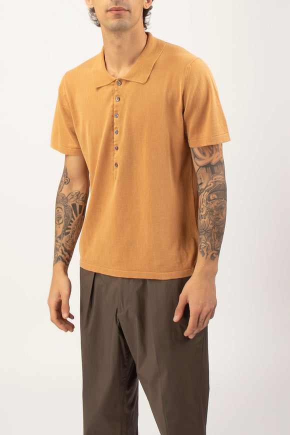  Polo In Cotone Lino Fabrizio Del Carlo Uomo Arancione - 4
