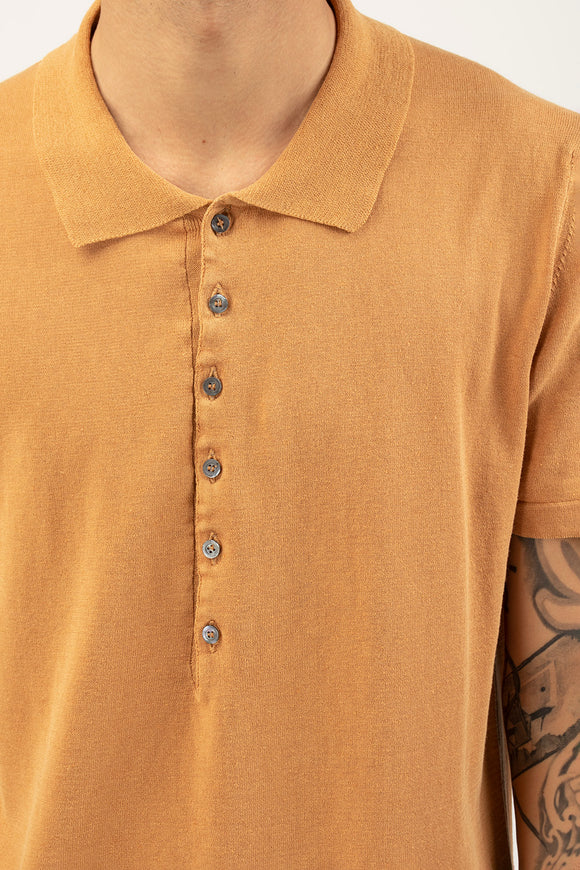  Polo In Cotone Lino Fabrizio Del Carlo Uomo Arancione - 6