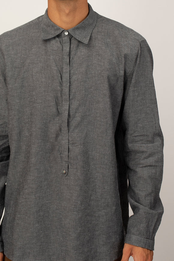  Caftano A Polo In Lino Officina 36 Uomo Grigio - 6