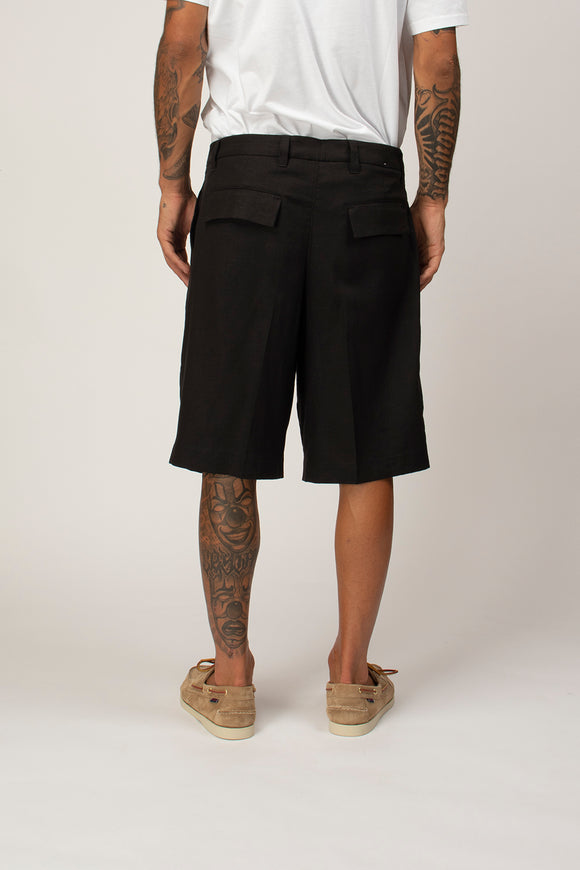  Bermuda In Lino Officina 36 Uomo Nero - 4
