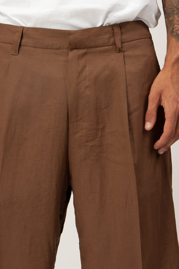  Bermuda In Lino Officina 36 Uomo Marrone - 6