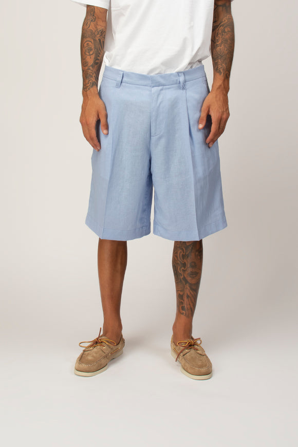  Bermuda In Lino Officina 36 Uomo Azzurro - 2