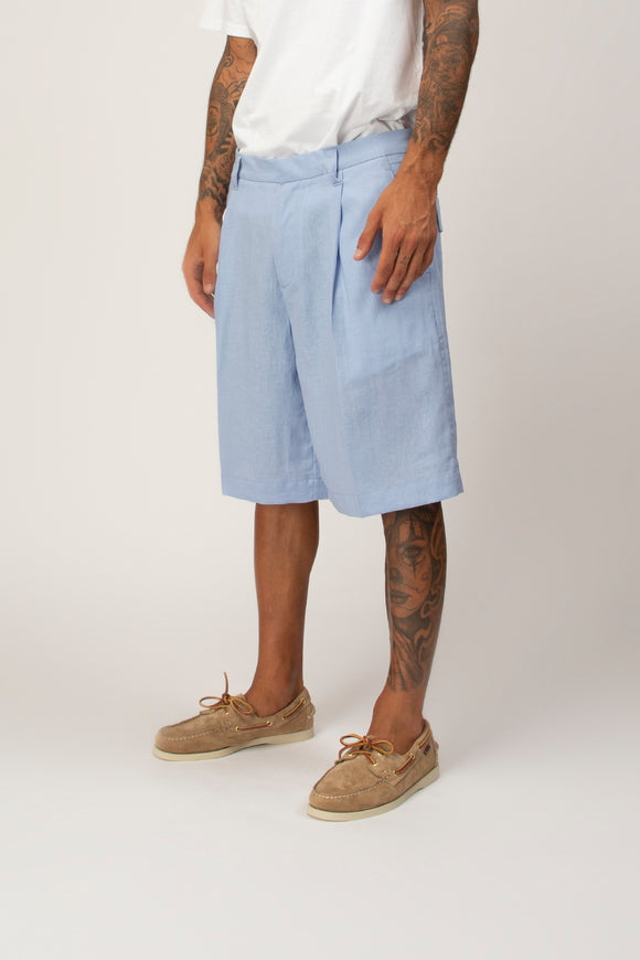  Bermuda In Lino Officina 36 Uomo Azzurro - 4