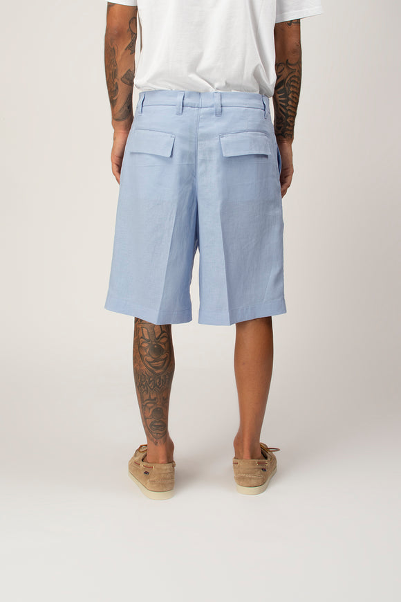  Bermuda In Lino Officina 36 Uomo Azzurro - 5