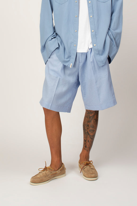  Bermuda In Lino Officina 36 Uomo Azzurro - 1