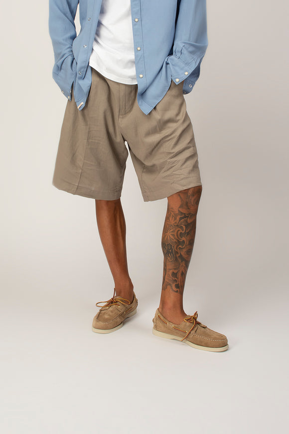  Bermuda In Lino Officina 36 Uomo Beige - 1