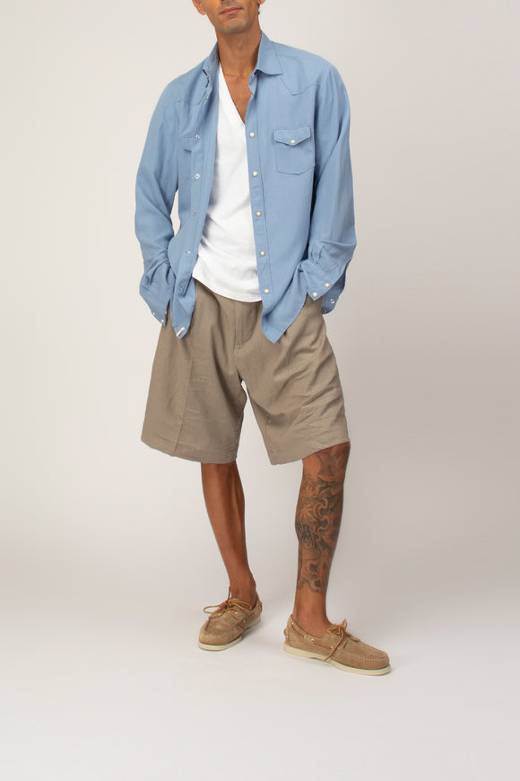  Bermuda In Lino Officina 36 Uomo Beige - 3