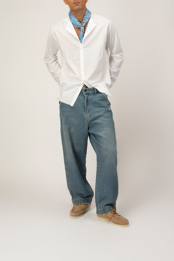  Camicia Coreana Tv Ciano Uomo Bianco - 3