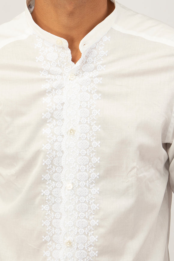  Camicia Coreana Ricamata Deuxiemme Uomo Bianco - 6
