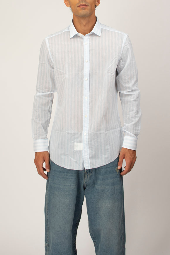  Camicia Broken A Righe Deuxiemme Uomo Azzurro - 2