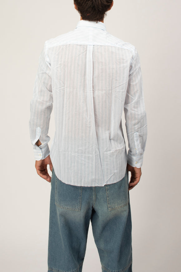  Camicia Broken A Righe Deuxiemme Uomo Azzurro - 5