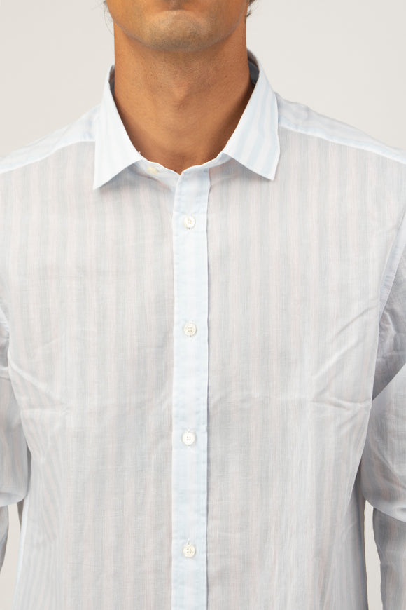  Camicia Broken A Righe Deuxiemme Uomo Azzurro - 6