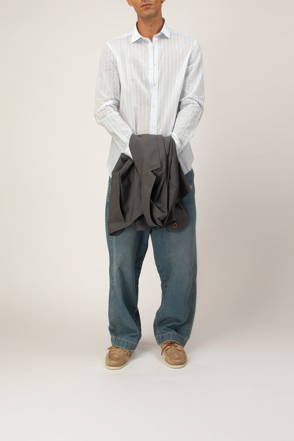  Camicia Broken A Righe Deuxiemme Uomo Azzurro - 3