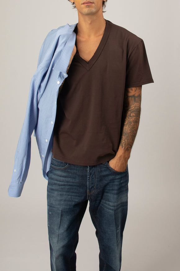  T-shirt A V Grifoni Uomo Marrone - 1