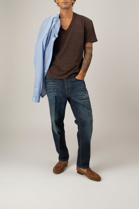  T-shirt A V Grifoni Uomo Marrone - 3