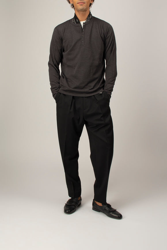  Pantalone Dominique In Tela Di Lana Be Able Uomo Nero - 3