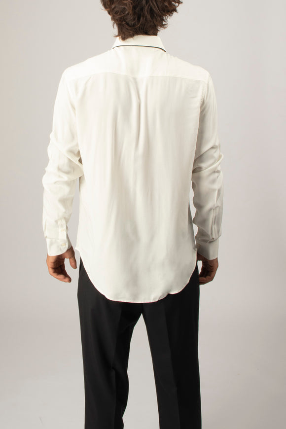  Camicia Piping Viscosa Deuxiemme Uomo Bianco - 5