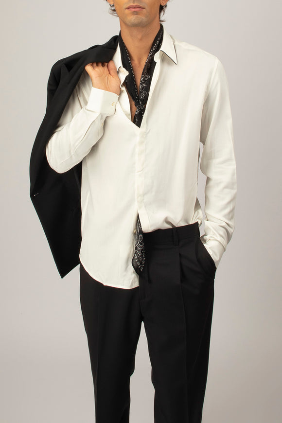  Camicia Piping Viscosa Deuxiemme Uomo Bianco - 1