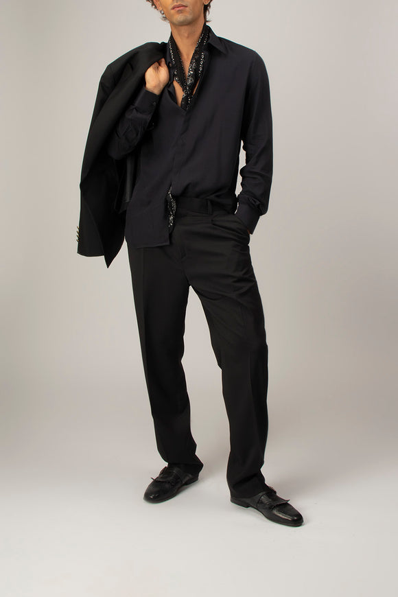  Camicia Piping Viscosa Deuxiemme Uomo Blu - 3