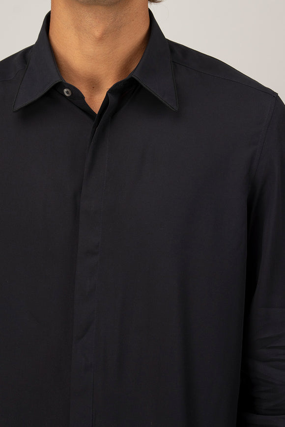  Camicia Piping Viscosa Deuxiemme Uomo Blu - 6