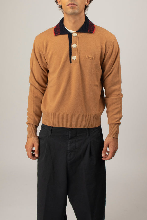  Polo Colletto Preppy N°21 Uomo Beige - 2