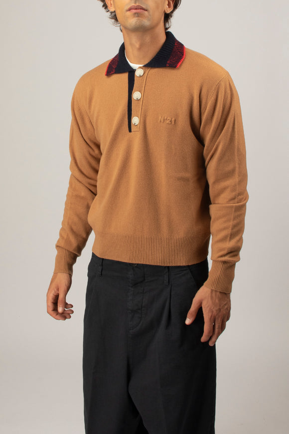  Polo Colletto Preppy N°21 Uomo Beige - 4