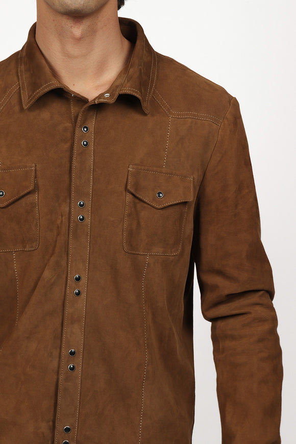  Camicia Texana In Suede Dacute Uomo Beige - 6