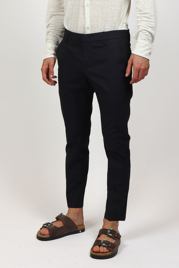  Pantalone Alfredo In Gabardina Dondup Uomo Blu - 4