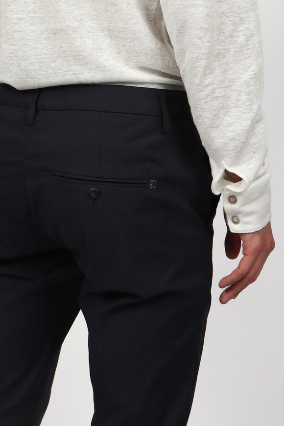  Pantalone Alfredo In Gabardina Dondup Uomo Blu - 6