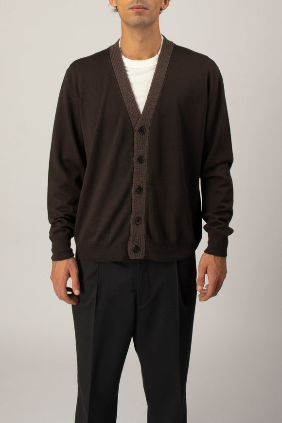 Cardigan Bordo Tricot Grifoni Uomo Marrone - 2
