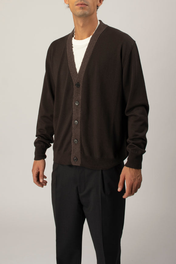  Cardigan Bordo Tricot Grifoni Uomo Marrone - 4
