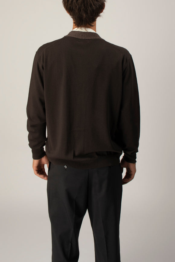  Cardigan Bordo Tricot Grifoni Uomo Marrone - 5