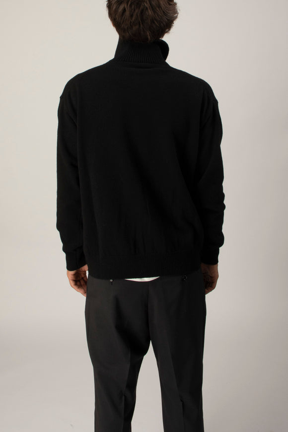  Maglia Collo Alto Abbottonata Grifoni Uomo Nero - 5