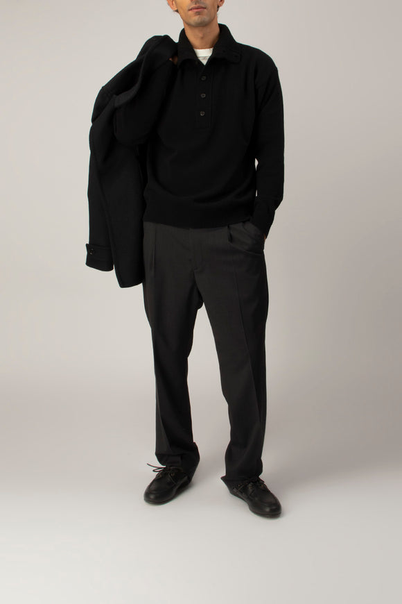  Maglia Collo Alto Abbottonata Grifoni Uomo Nero - 2