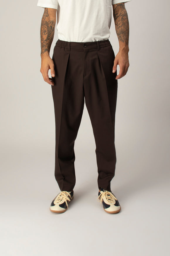  Pantalone Dominique In Tela Di Lana Be Able Uomo Marrone - 2