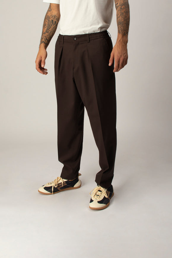 Pantalone Dominique In Tela Di Lana Be Able Uomo Marrone - 4