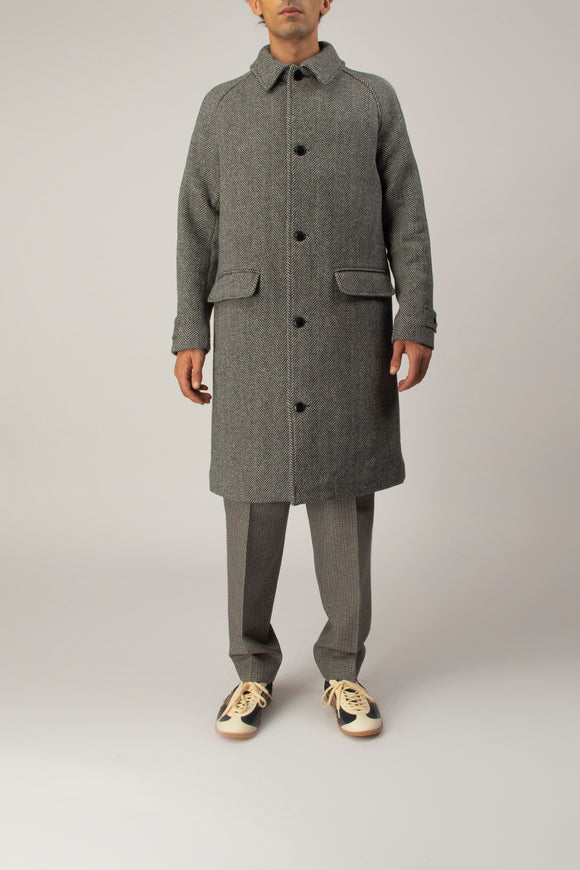  Cappotto Herringbone Sebago Uomo Nero - 2