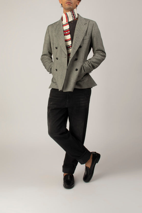  Giacca Doppiopetto Herringbone Reveres 1949 Uomo Grigio - 3