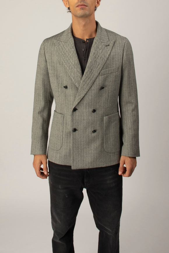  Giacca Doppiopetto Herringbone Reveres 1949 Uomo Grigio - 2