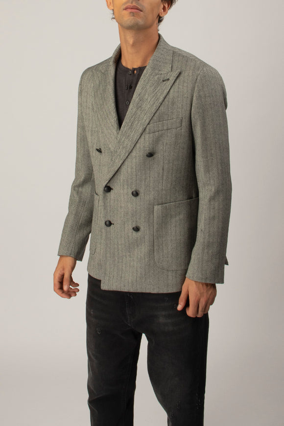  Giacca Doppiopetto Herringbone Reveres 1949 Uomo Grigio - 4