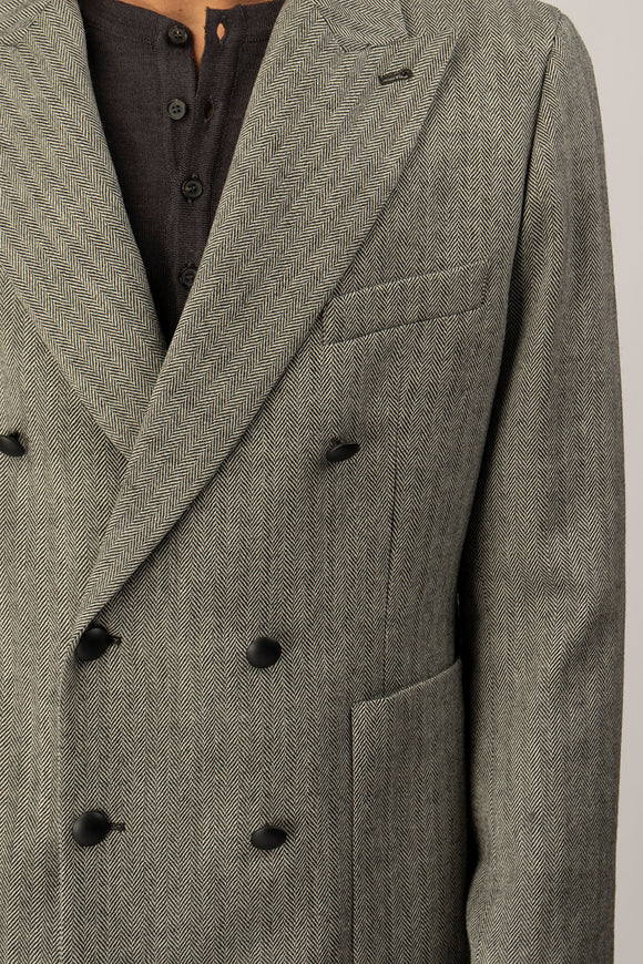  Giacca Doppiopetto Herringbone Reveres 1949 Uomo Grigio - 6