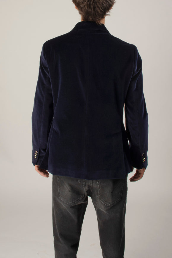  Giacca Velluto Liscio Reveres 1949 Uomo Blu - 5