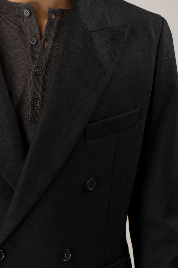  Giacca Doppiopetto Herringbone Reveres 1949 Uomo Nero - 6