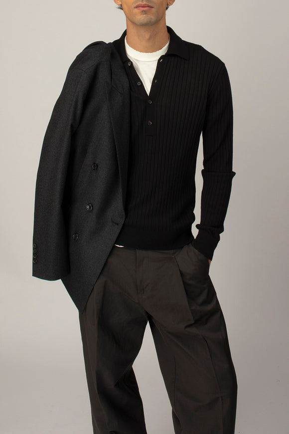  Polo Costine Ciano Uomo Nero - 1